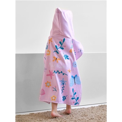 Полотенце - пончо детское махровое «Крошка Я. Фламинго», 60×120 см, розовое