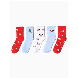 Носки женские новогодние набор 5 пар KAFTAN «Подарочек для тебя», размер 36-39 (23-25 см)