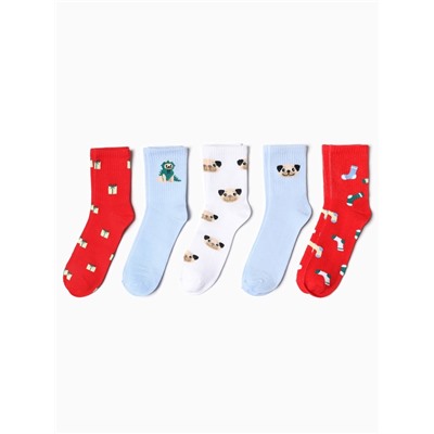 Носки женские новогодние набор 5 пар KAFTAN «Подарочек для тебя», размер 36-39 (23-25 см)