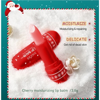 Набор бальзамов для губ Новогодний SADOER, 3 штуки.