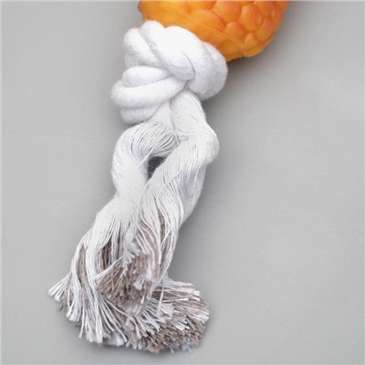 Игрушка на канате «Кукуруза» для собак, 30 см, кукуруза 14 см, жёлтая