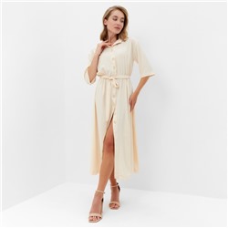 Платье миди женское на пуговицах MINAKU: Enjoy, бежевое, размер 42