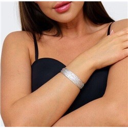 Браслет женский на руку жесткий металический, покрытие посеребрение, № 019021, арт.001.332