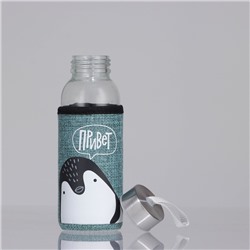 Бутылка для воды стеклянная в чехле «Привет», 350 мл