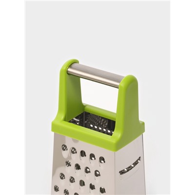 Тёрка четырёхгранная Доляна «Энергия», 10×8×20 см, прорезиненное дно, нержавеющая сталь, зелёная