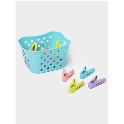 Прищепки для белья в синей корзинке Доляна, 6 см, 20 шт., МИКС