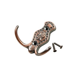 Крючок мебельный ТУНДРА TKd=023, двухрожковый, медь