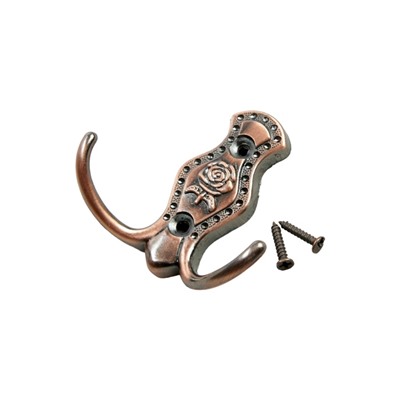 Крючок мебельный ТУНДРА TKd=023, двухрожковый, медь