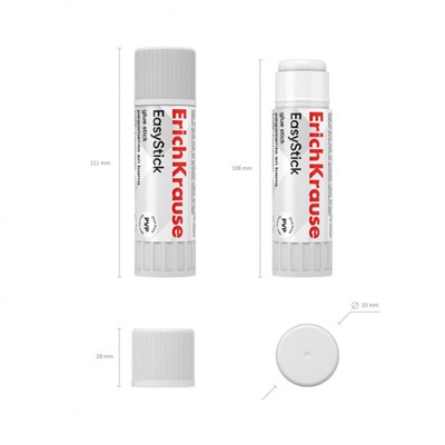 Клей-карандаш 30 гр ПВП (PVP) 48033 "Лёгкое склеивание" ErichKrause