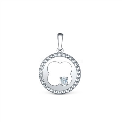 Подвеска из серебра с фианитом родированная - Четырёхлистник, клевер 925 пробы П-2817-Р