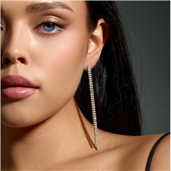 Серьги вечерние длинные со стразами, цвет серебристый, арт. 006.045