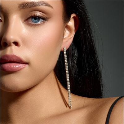 Серьги вечерние длинные со стразами, цвет серебристый, арт. 006.045