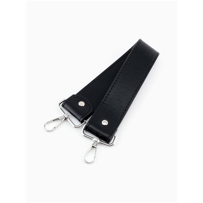 Ручка для сумки, с карабинами, 35±1 см × 3.5 см, цвет чёрный, серебряный