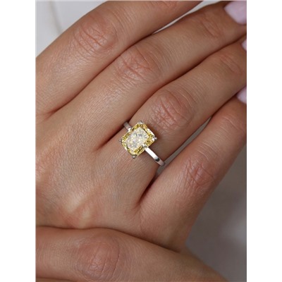 Кольцо из серебра с фианитом цвета цитрин родированное 1-035р274