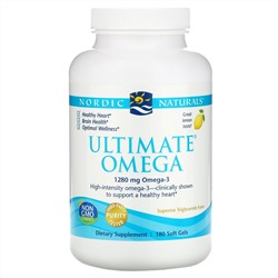 Nordic Naturals, Ultimate Omega, со вкусом лимона, 1280 мг, 180 капсул
