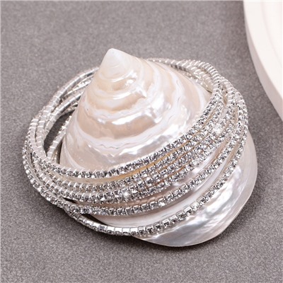 Тонкие блестящие браслеты на руку, набор 6 штук. Универсальный размер на резинке