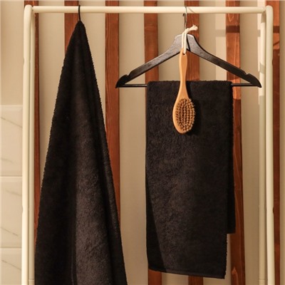 Полотенце махровое «Этель. Терри», 70×140 см, хлопок 100%, чёрное