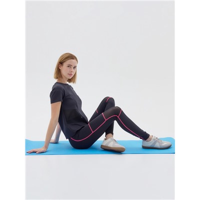 Футболка спортивная с сеткой женская MINAKU, чёрная, размер 48