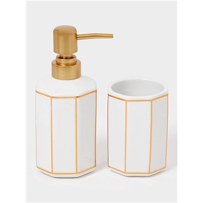 Набор для ванной «Равновесие», 2 предмета, дозатор для мыла, стакан, белый