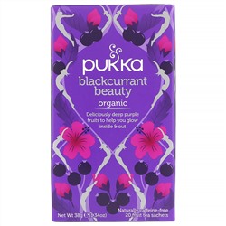 Pukka Herbs, Blackcurrant Beauty, органический чай с черной смородиной, без кофеина, 20 пакетиков с фруктовым чаем, 38 г (1,34 унции)