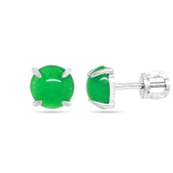 Серьги из серебра жадеит, СПН119