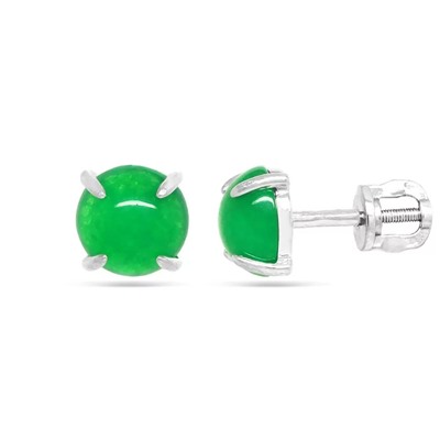 Серьги из серебра жадеит, СПН119