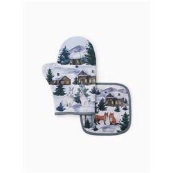 Кухонный набор «Этель» Forest animals: варежка-прихватка 20×27 см, прихватка 19×19 см