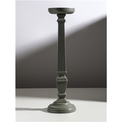 Деревянный подсвечник на 1 свечу «Греция», серый, 11.5×11.5×39.5 см