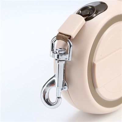 Рулетка, 3 м, до 15 кг, с системой эффективного скручивания поводка. бежевая, коричневая