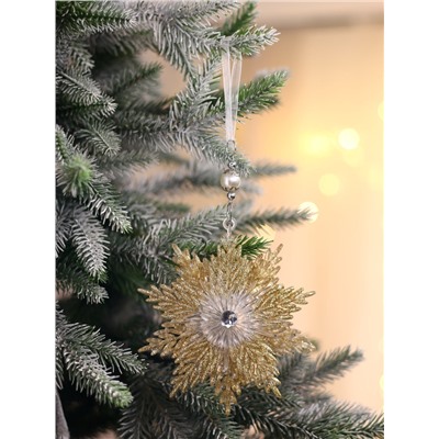 Ёлочная игрушка «Зимнее волшебство. Снежинка - звёздная сияние», 13×13.5 см, золото