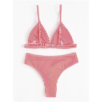 Купальник раздельный женский MINAKU Stripe, размер 44, красный