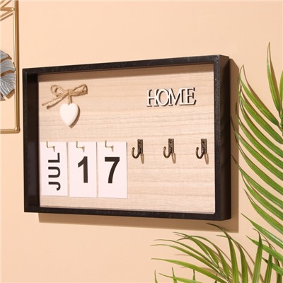 Сувенир вечный календарь HOME, 2.5×30×20 см, дерево, чёрный