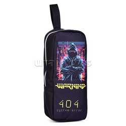 Пенал "Cyber" 21x9x6 см, прямоугольный вертикальный для 60 предметов, плотный износостойкий полиэстер с водоотталкивающей пропиткой, на молнии, фиксация в открытом виде магнитом, с каучуковой аппликацией, с петлей