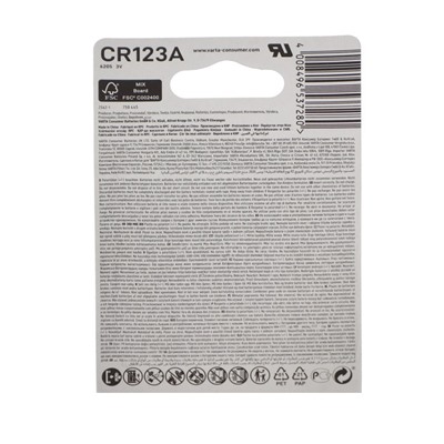 Батарейка литиевая Varta Professional, CR123A (DL123A)-1BL, 3 В, 1 шт. в блистере