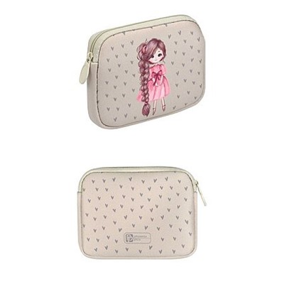 Кошелек для банкнот и монет 125х95х18 мм "ДЕВОЧКА С КОСОЙ" неопрен,молния 72338 Феникс