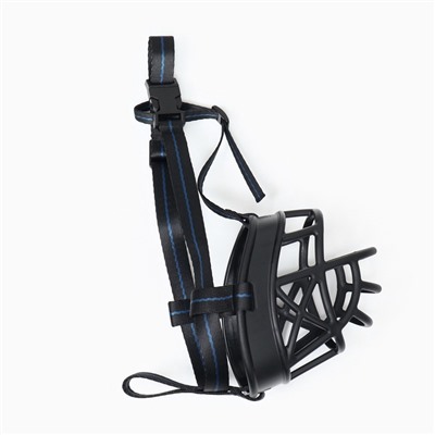 Намордник для собак №5, ДН 12 см, ОМ 35 см, с трехсторонним ремешком, каучук, чёрный