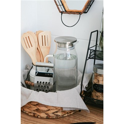 Кувшин для воды Magistro «Богема», 1.7 л, 10×27.5 см, с металлической крышкой, стекло, прозрачный, серебристая крышка