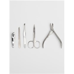 Набор маникюрный, 5 предметов, в футляре, коричневый