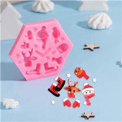 Молд для заливки «Новогодние забавы», силикон, 11.5×10×1.5 см, МИКС