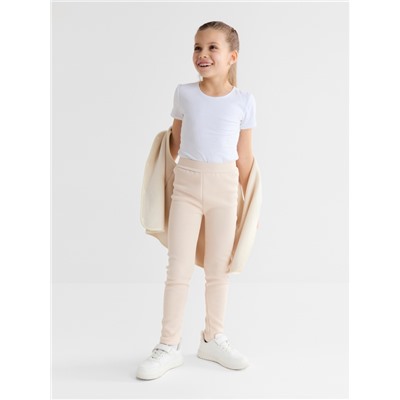 Легинсы для девочки на флисе Collorista, цвет молочный, рост 104 см