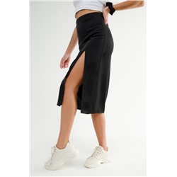 Юбка Офис с вырезом черная (Черный)