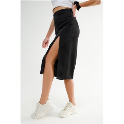 Юбка Офис с вырезом черная (Черный)