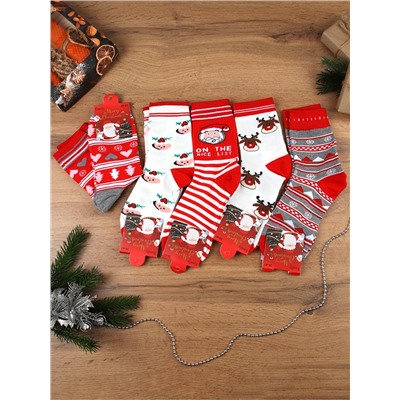 Носки р. 35-40 Новый год  / L827 /уп 10/300/ ОДНА ПАРА/ МАРКА