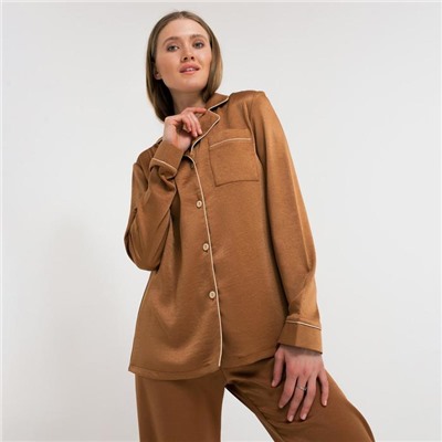 Пижама женская (сорочка, брюки) MINAKU: Light touch, бронзовая, размер 46