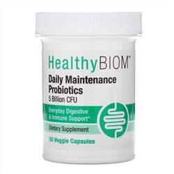 HealthyBiom, Daily Maintenance Probiotics, 5 млрд КОЕ, 30 растительных капсул