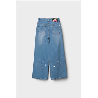 Брюки текстильные джинсовые для девочек PLAYTODAY, 1240109