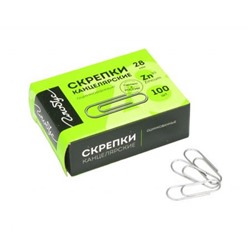 Скрепки канцелярские 28мм/100шт оцинкованные С28-100 Ц Глобус