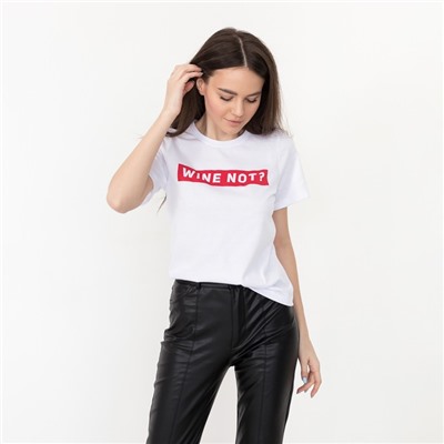 Футболка женская KAFTAN WINE NOT, белая, размер 40-42