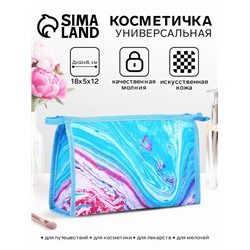 Косметичка на молнии, треугольная, маленькая, с принтом, голубая
