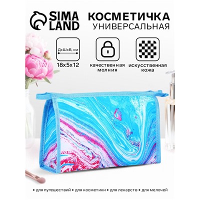 Косметичка на молнии, треугольная, маленькая, с принтом, голубая
